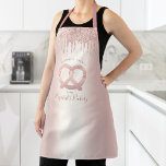 Bakery Catering Rose Gold Glitter Drips Script Apron<br><div class="desc">Here’s a wonderful way to add to the fun of baking. Add extra sparkle to your culinary adventures whenever you wear this elegant, sophisticated, simple, and modern apron. A sparkly, rose gold pretzel, script handwritten typography and glitter drips overlay a girly faux metallic rose gold ombre background. Personalise with your...</div>