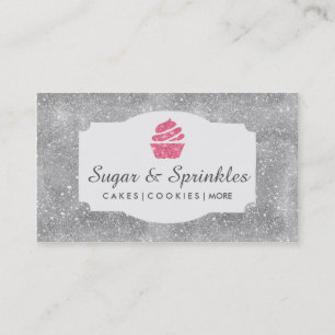 Bakery & Catering Silver Glitter Business Cards