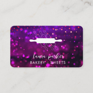 Bakery Chef  Rolling Pin Purple Pastry Handmade Business Card