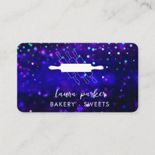 Bakery Chef  Rolling Pin Purple Pastry Handmade Business Card