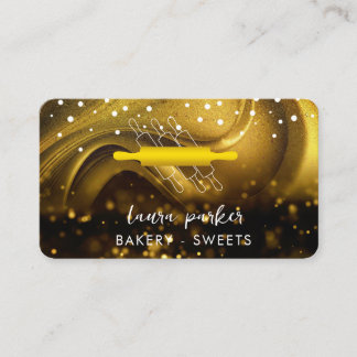 Bakery Chef Rolling Pin White Gold Handmade Business Card