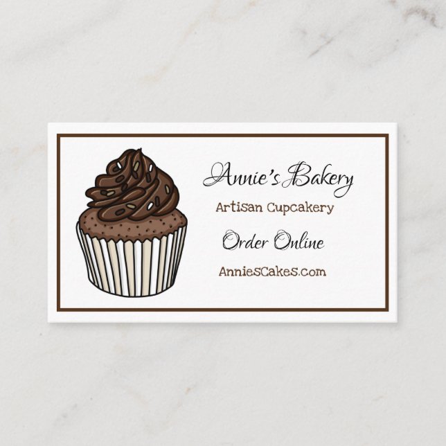 Bakery  | Chocolate Sprinkled Cupcake  Business Card (Front)