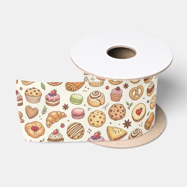 Bakery Cookies Pie Dessert  Satin Ribbon (Spool)