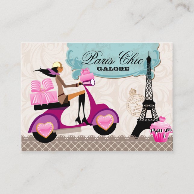Bakery Cupcake Cookies Scooter Paris Eiffel Tower Business Card (Front)