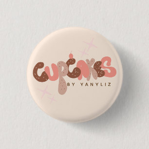 Bakery  Cupcake Hand Lettering  Business   3 Cm Round Badge