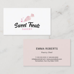 Bakery Cupcake Pastry Cake Piping Bag Heart Logo Business Card