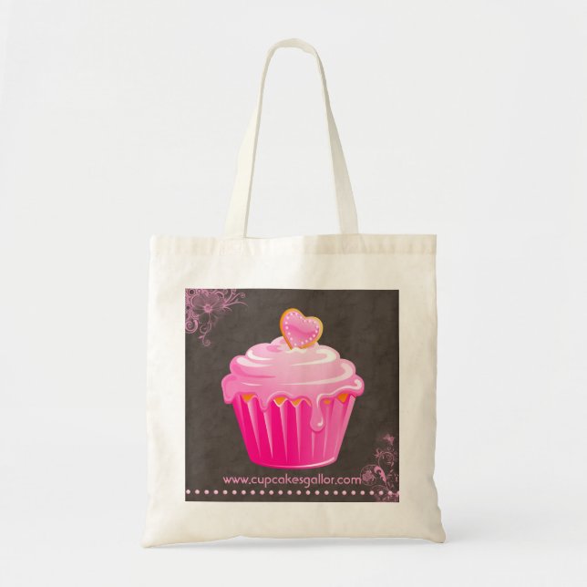 Bakery Cupcake pink floral heart Handbag (Front)