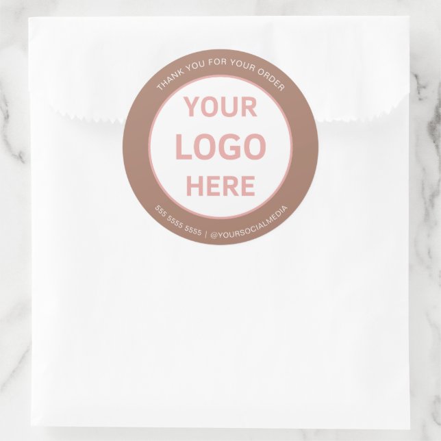 Bakery Custom Logo Brown Classic Round Sticker (Bag)