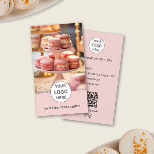 Bakery Custom Logo Photo QR Pink Business Card