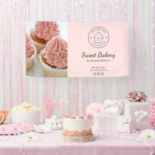 Bakery Custom Logo Photo Social Media Pink Banner