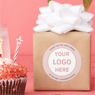 Bakery Custom Logo Pink Classic Round Sticker