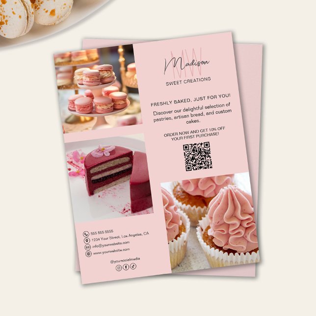 Bakery Custom Monogram Logo Pink Flyer (Bakery Custom Monogram Logo Pink Flyer)