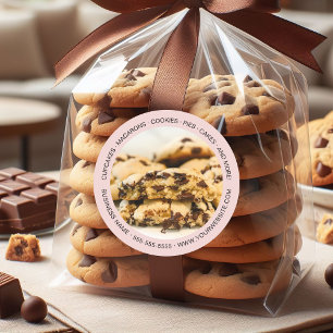 Bakery Custom Photo Cookies Pink Classic Round Sticker