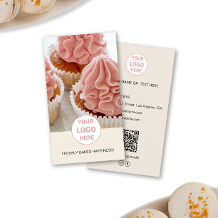 Bakery Custom Photo Logo QR Cream Business Card