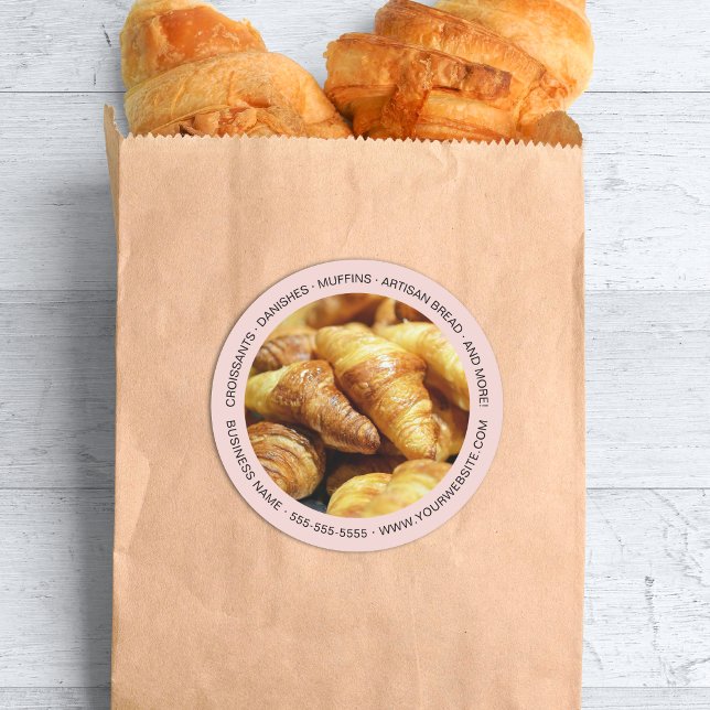 Bakery Custom Photo Pink Classic Round Sticker (Bakery Custom Photo Pink Classic Round Sticker)