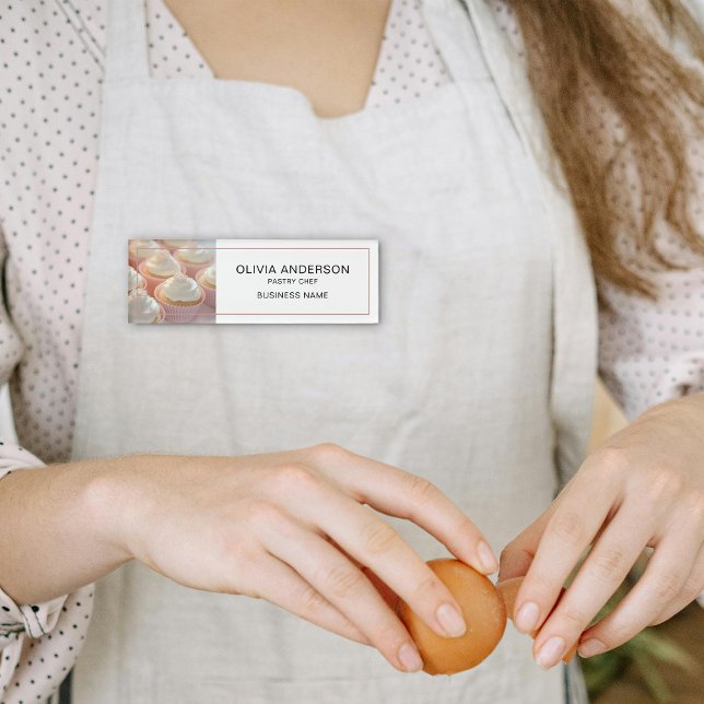 Bakery Custom Photo White Business Name Tag (Bakery Custom Photo White Business Name Tag)