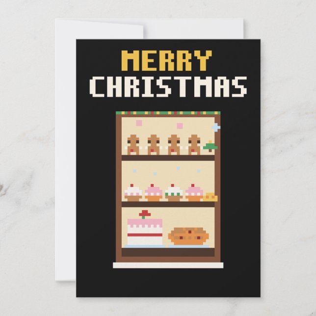 Bakery Display Pixel Art Christmas Card (Front)