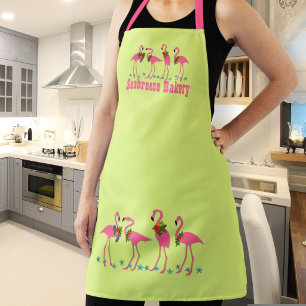 Bakery Flamingos Personalised Chartreuse Apron