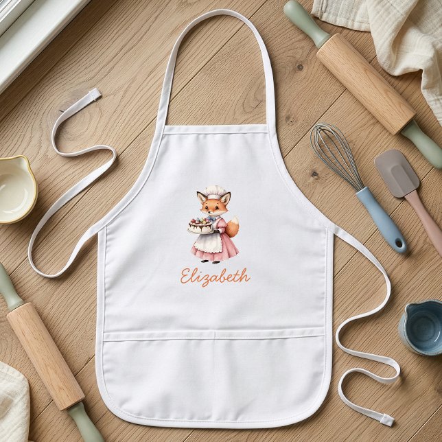 Bakery Fox Cute Personalised Kids Apron (Creator Uploaded)