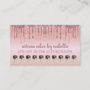 Bakery Glitter Drips Rose Gold Loyalty Punch Card
