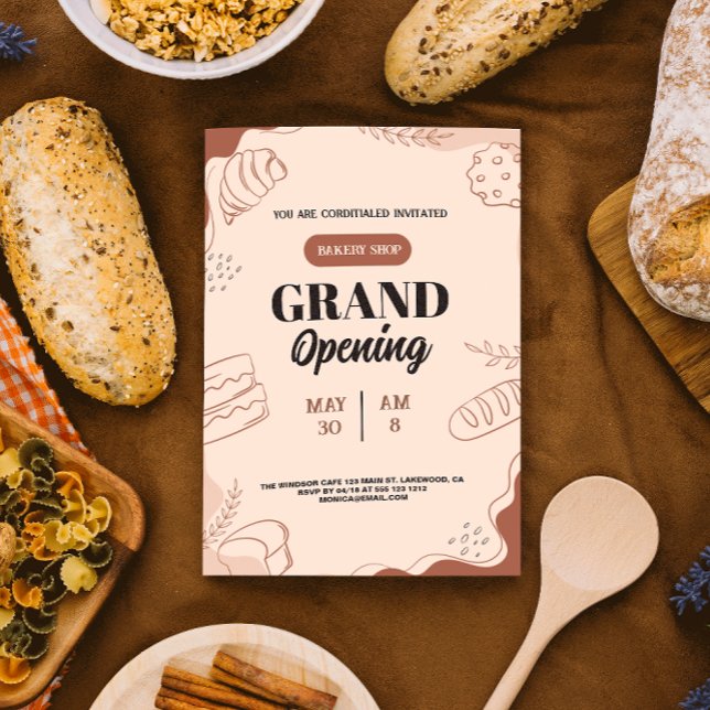 bakery grand opening invitation ⭐⭐⭐⭐⭐(8.13k) (Creator Uploaded)
