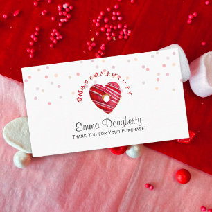 Bakery Heart Donut Watercolor Cute Red Sprinkle Business Card