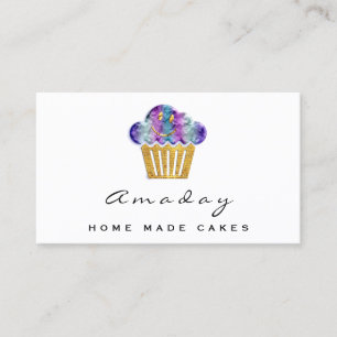  Bakery Home Made Cakes Logo Muffin Golden Smile  Business Card