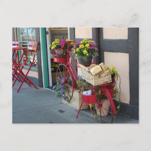 Bakery in Bicycle Basket At Solvang in Colour Postcard