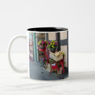Bakery in Bicycle Basket At Solvang in Colour Two-Tone Coffee Mug