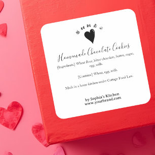 Bakery Ingredient Label Heart Simple Minimalist