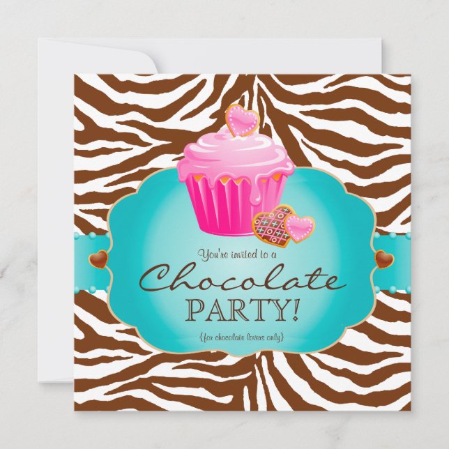 Bakery Invitation Chocolate Cupcake Pink (Front)
