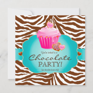 Bakery Invitation Chocolate Cupcake Pink