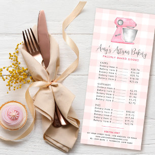 Bakery Kitchen Mixer Pink Gingham Dessert Menu