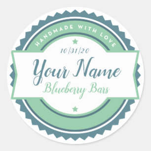 Bakery Label Kitchen Sticker Aqua Blue