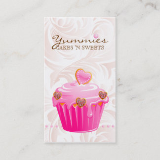 Bakery Leaf Hearts Pink Cupcake Icing Dots Business Card