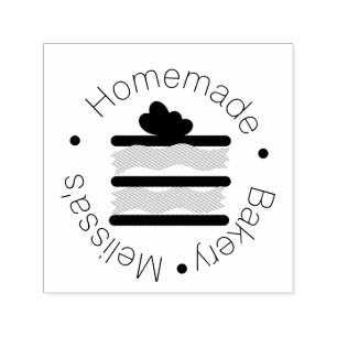 Bakery Logo Baking Cake Slice Heart Sprinkles Self-inking Stamp