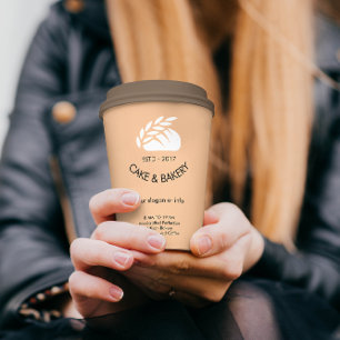 Bakery Logo Business Black Text Pink Modern Paper Cups