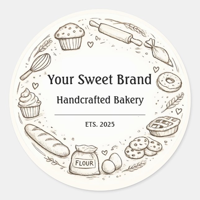 Bakery Logo Sticker - Custom Baking Icons Design (Front)