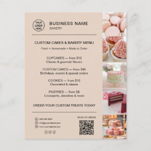 Bakery Menu Custom Logo QR Code Mocha Brown