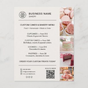 Bakery Menu Custom Logo QR Code Neutral Beige