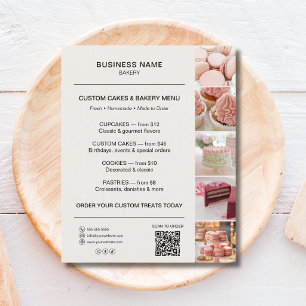 Bakery Menu Flyer Template QR Code Neutral Beige