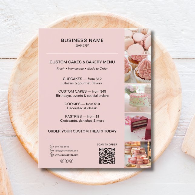 Bakery Menu Flyer Template with QR Code (Bakery Menu Flyer Template with QR Code)