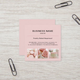 Bakery Minimal Pink Custom Photo Business Square Card