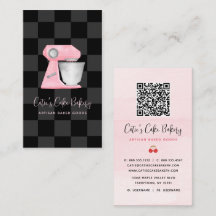 Bakery Mixer Blush Pink Black Chequered QR Code