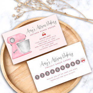 Bakery Mixer Blush Pink Pastry Chef Simple Modern Loyalty Card