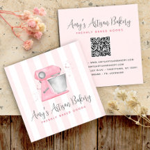 Bakery Mixer Blush Pink QR Code Stripes Pattern