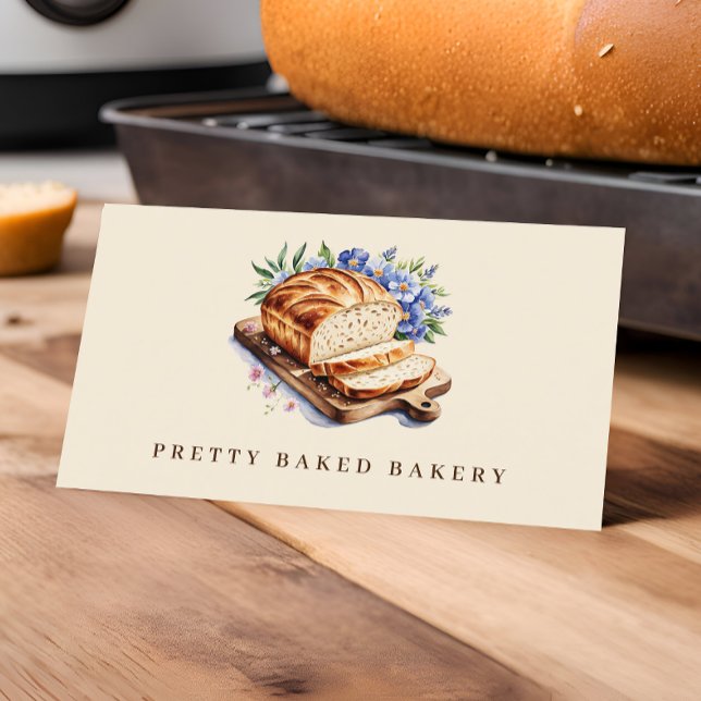 Bakery Modern Watercolor Bread  Business Card (Creator Uploaded)