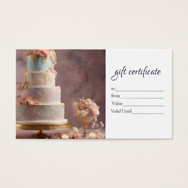 Bakery Monogram Logo Business Gift Certificate (Front)