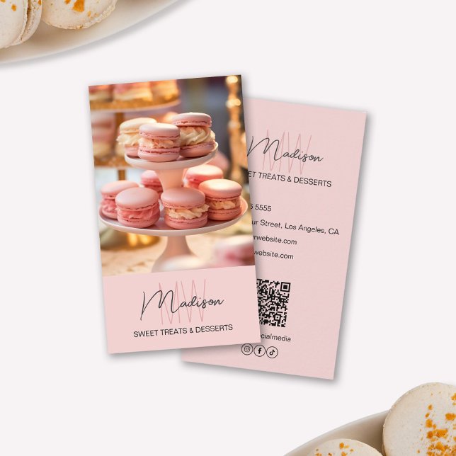 Bakery Monogram Logo Pink Business Card (Bakery Monogram Logo Pink Business Card)