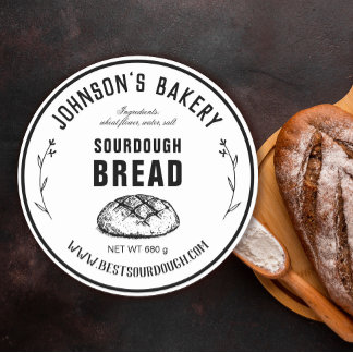 Bakery Name Sourdough Bread Loaf Vintage Bakery Classic Round Sticker